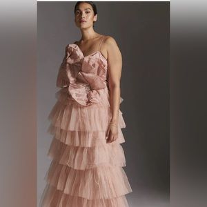 KAVITA BHARTIA ROSETTE TIERED TULLE GOWN from Anthropologie